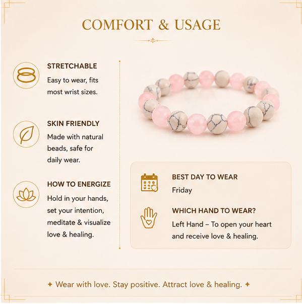 ROSE QUARTZ & HOWLITE - ENHANCES LOVE & EMOTIONAL HEALING
