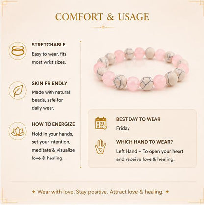 ROSE QUARTZ & HOWLITE - ENHANCES LOVE & EMOTIONAL HEALING