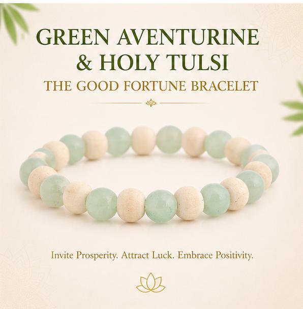 GREEN AVENTURINE & HOLY TULSI - THE GOOD FORTUNE BRACELET