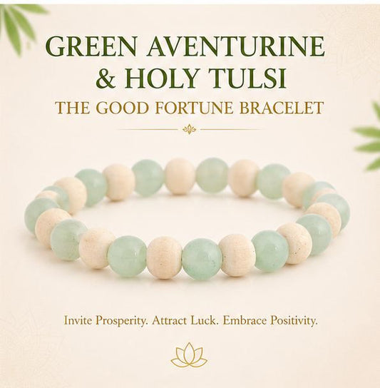 GREEN AVENTURINE & HOLY TULSI - THE GOOD FORTUNE BRACELET