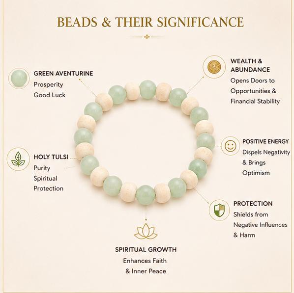 GREEN AVENTURINE & HOLY TULSI - THE GOOD FORTUNE BRACELET