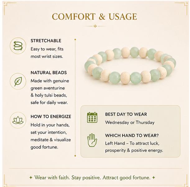 GREEN AVENTURINE & HOLY TULSI - THE GOOD FORTUNE BRACELET