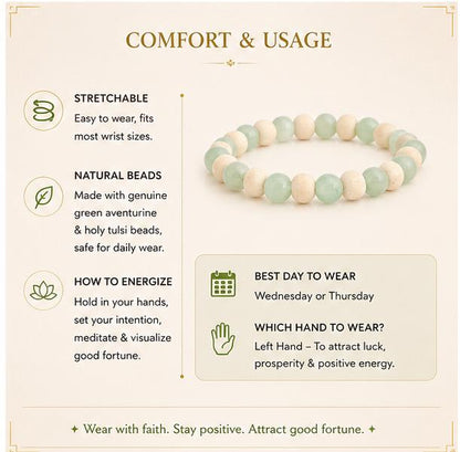 GREEN AVENTURINE & HOLY TULSI - THE GOOD FORTUNE BRACELET