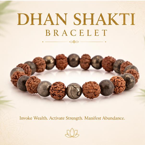 DHAN SHAKTI BRACELET - HOLY RUDRAKSHA WITH PYRITE COMBO