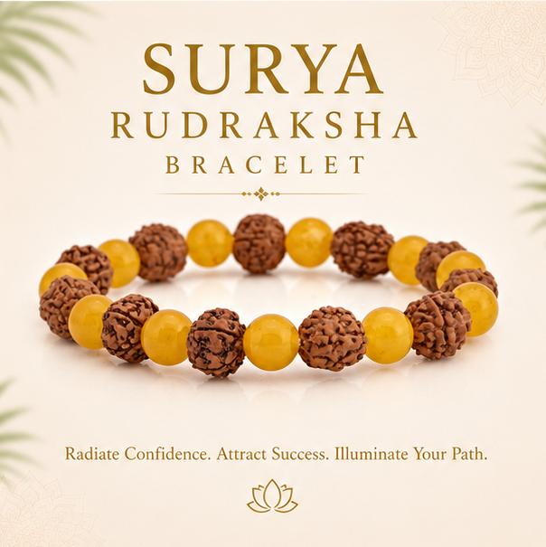 SURYA RUDRAKSHA BRACELET - 5 MUKHI RUDRAKSHA & YELLOW AVENTURINE