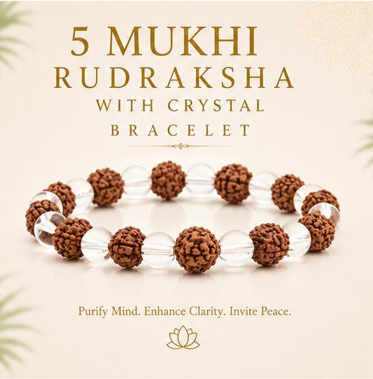 5 MUKHI RUDRAKSHA WITH CRYSTAL BRACELET