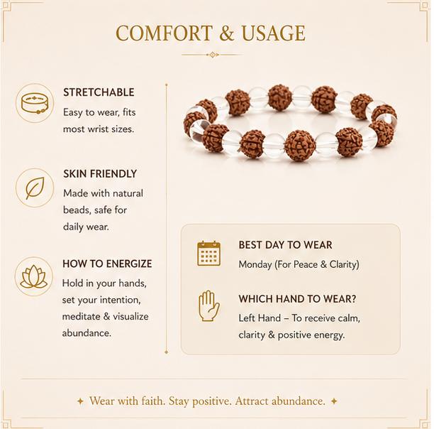 5 MUKHI RUDRAKSHA WITH CRYSTAL BRACELET