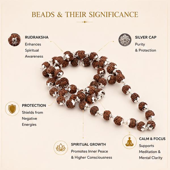 RUDRAKSHA MALA WITH SILVER CAP