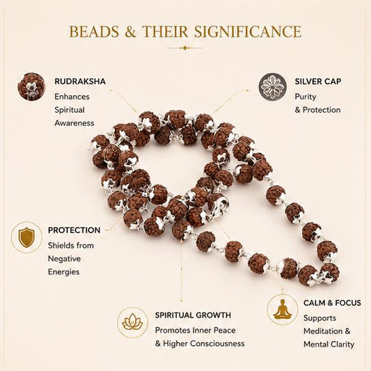 RUDRAKSHA MALA WITH SILVER CAP