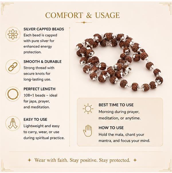 RUDRAKSHA MALA WITH SILVER CAP