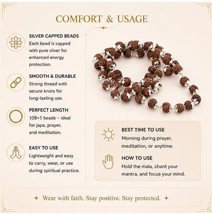 RUDRAKSHA MALA WITH SILVER CAP