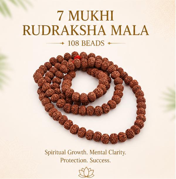 7 MUKHI RUDRAKSHA MALA 108 BEADS