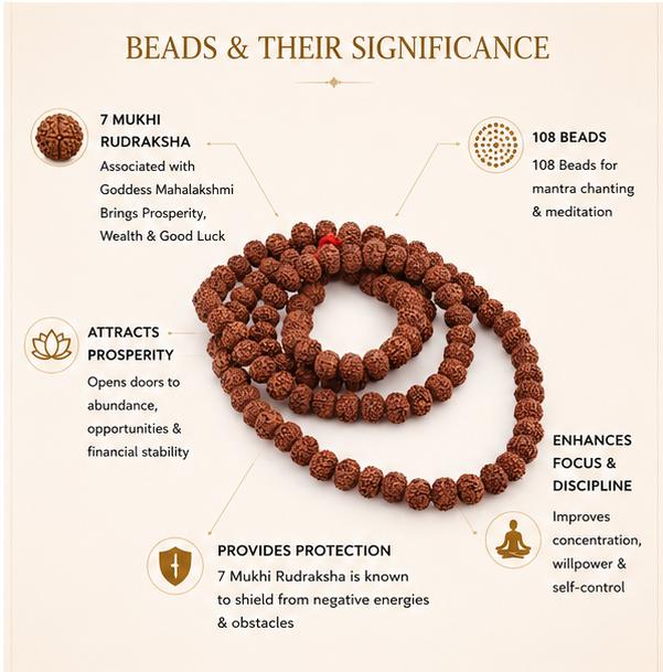 7 MUKHI RUDRAKSHA MALA 108 BEADS