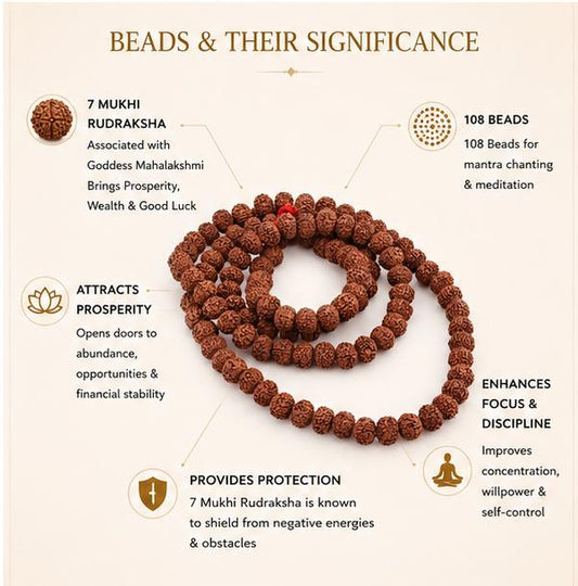 7 MUKHI RUDRAKSHA MALA 108 BEADS