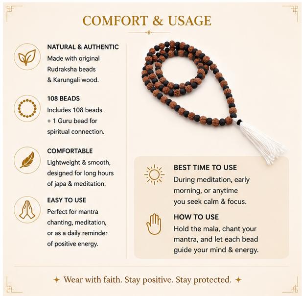 URJASUTRA RUDRAKSHA KARUNGALI MALA