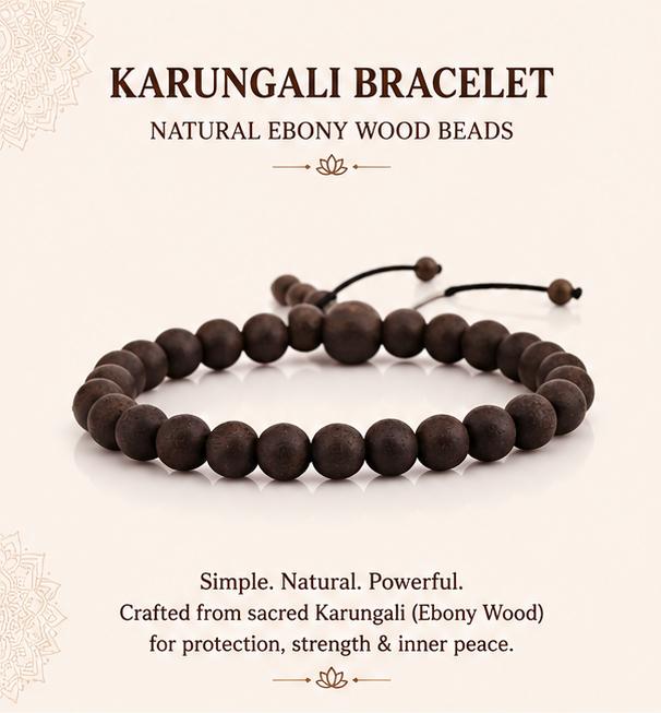 KARUNGALI BRACELET - NATURAL EBONY WOOD BEADS