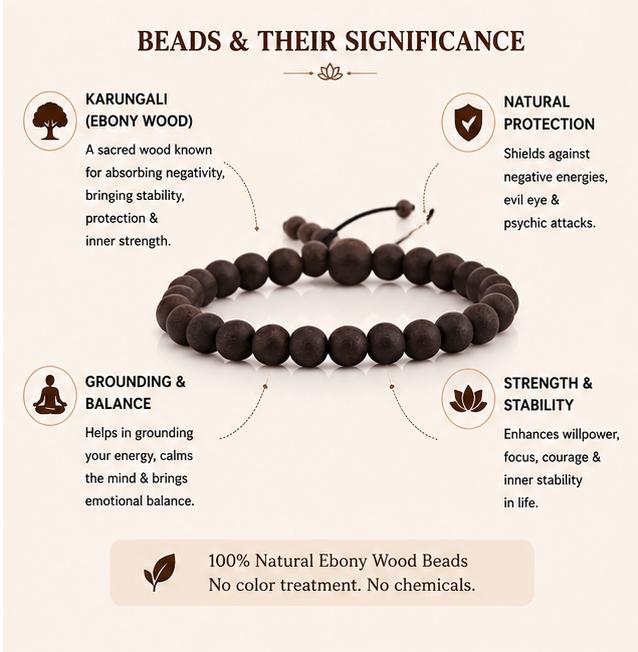 KARUNGALI BRACELET - NATURAL EBONY WOOD BEADS
