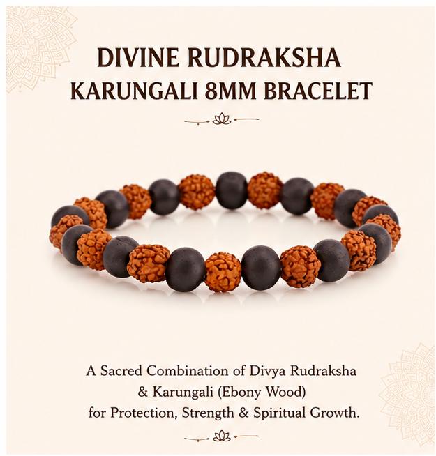 DIVINE RUDRAKSHA KARUNGALI 8MM BRACELET