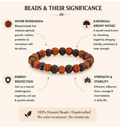 DIVINE RUDRAKSHA KARUNGALI 8MM BRACELET