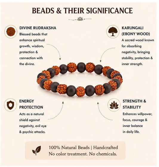 DIVINE RUDRAKSHA KARUNGALI 8MM BRACELET