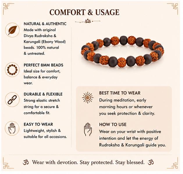 DIVINE RUDRAKSHA KARUNGALI 8MM BRACELET