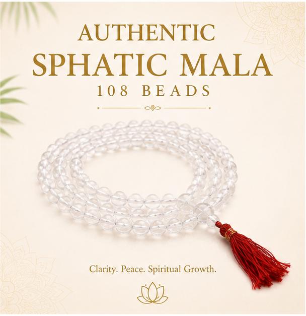 AUTHENTIC SPHATIC MALA 108 BEADS