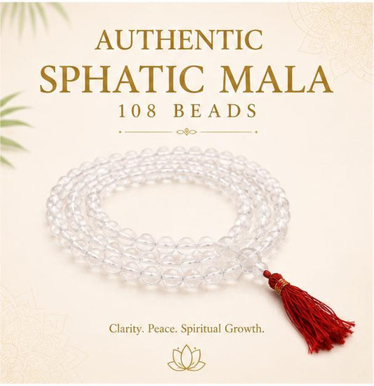 AUTHENTIC SPHATIC MALA 108 BEADS