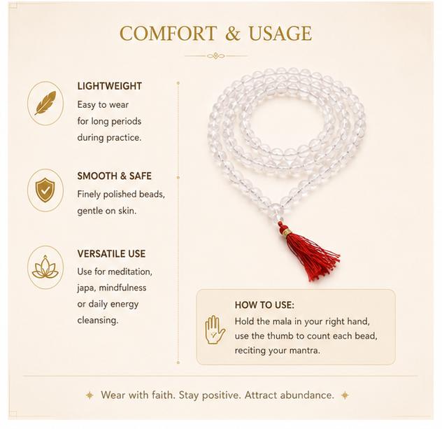 AUTHENTIC SPHATIC MALA 108 BEADS