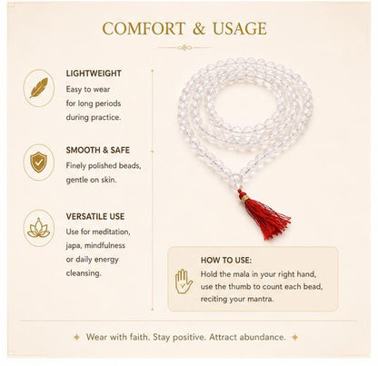 AUTHENTIC SPHATIC MALA 108 BEADS