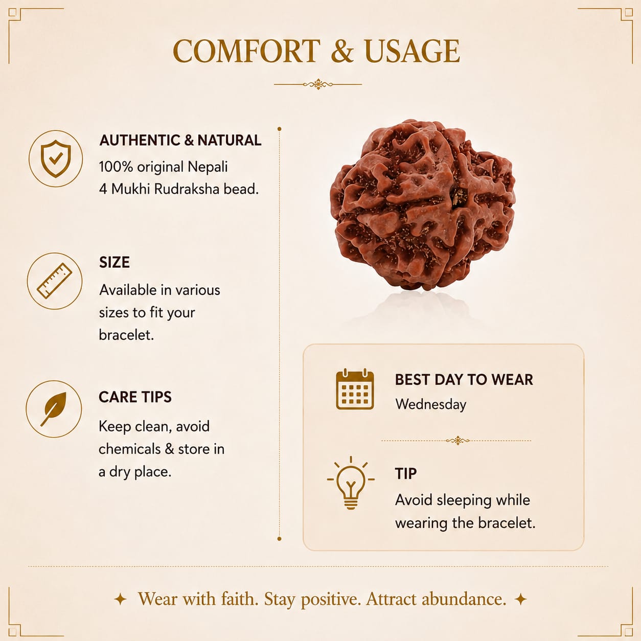 4 MUKHI NEPALI RUDRAKSHA BEAD