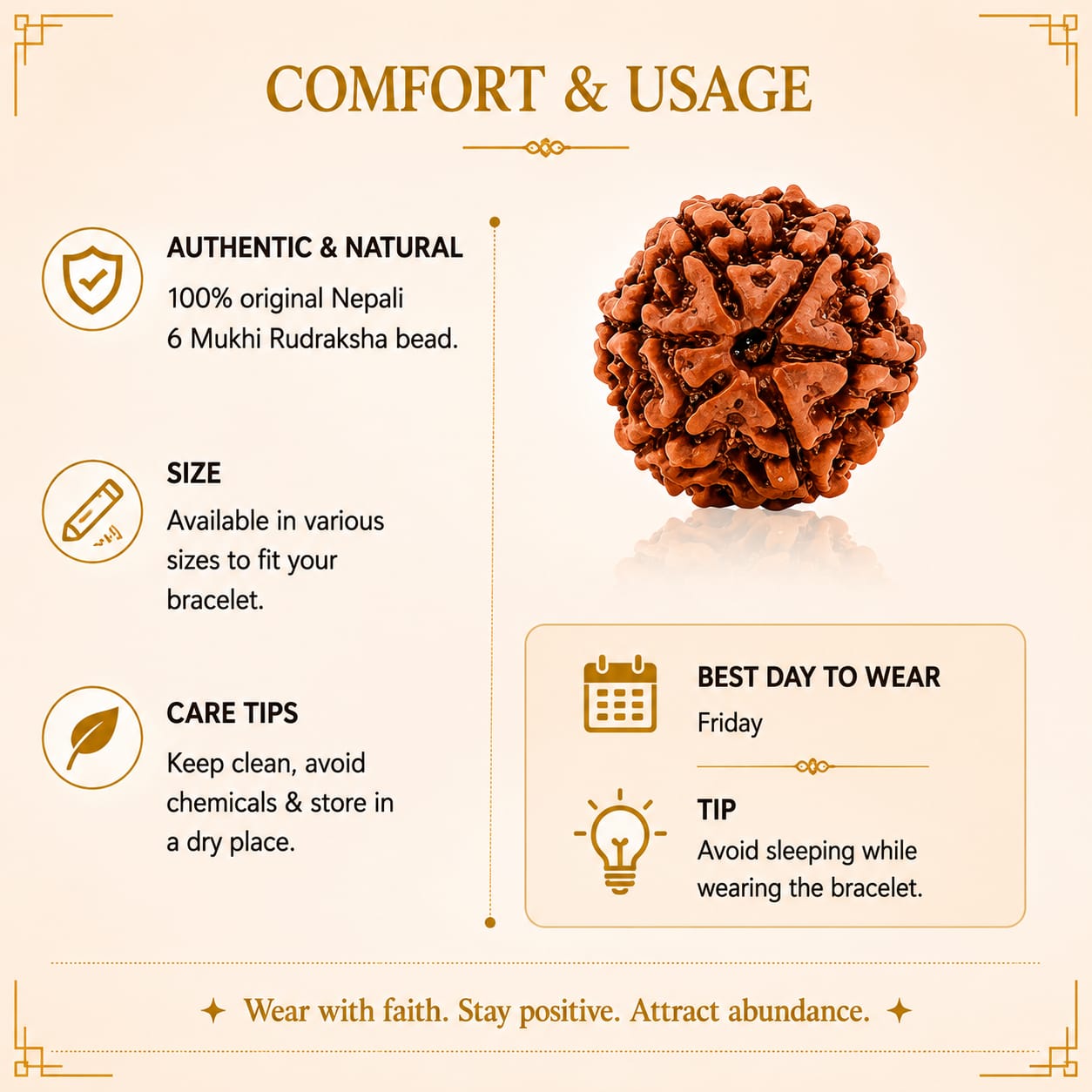 6 MUKHI NEPALI RUDRAKSHA BEAD