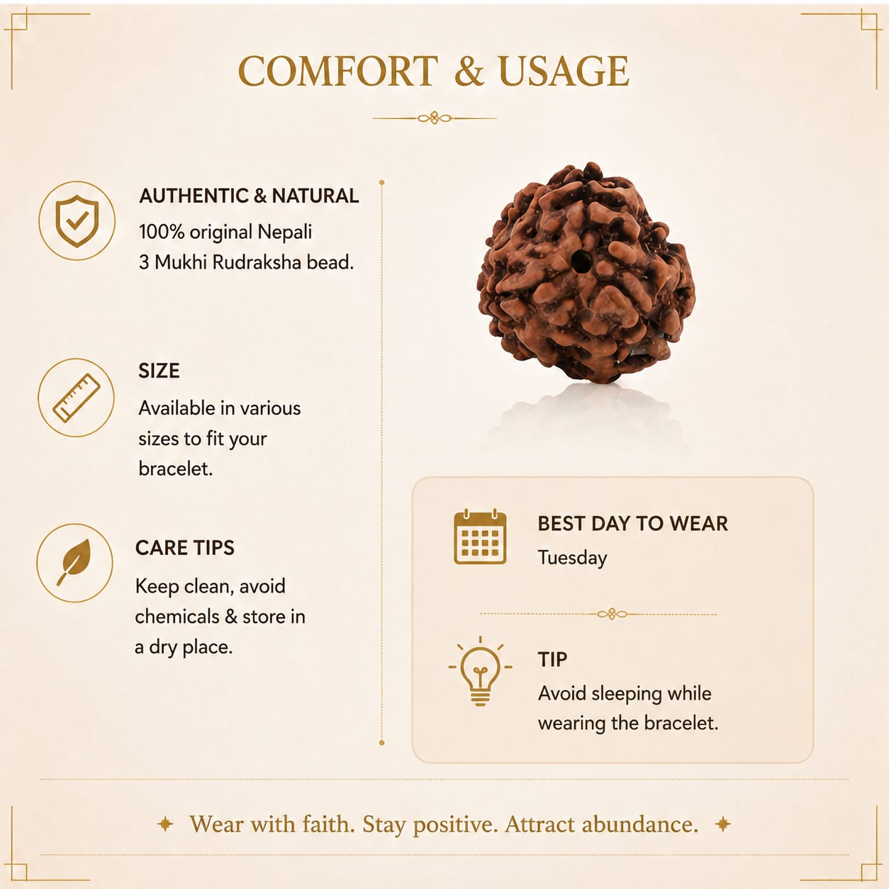 3 MUKHI NEPALI RUDRAKSHA BEAD
