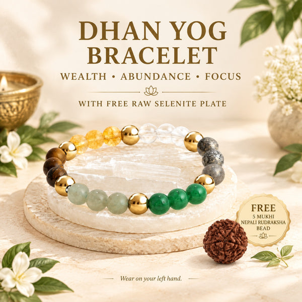 Dhan Yog Bracelet With Free Raw Selenite Plate
